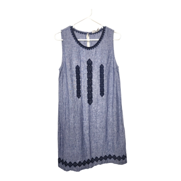 Artisan Ny Dresses & Skirts - Artisan NY 100% Linen Coastal Boho Embroidered Mini Dress